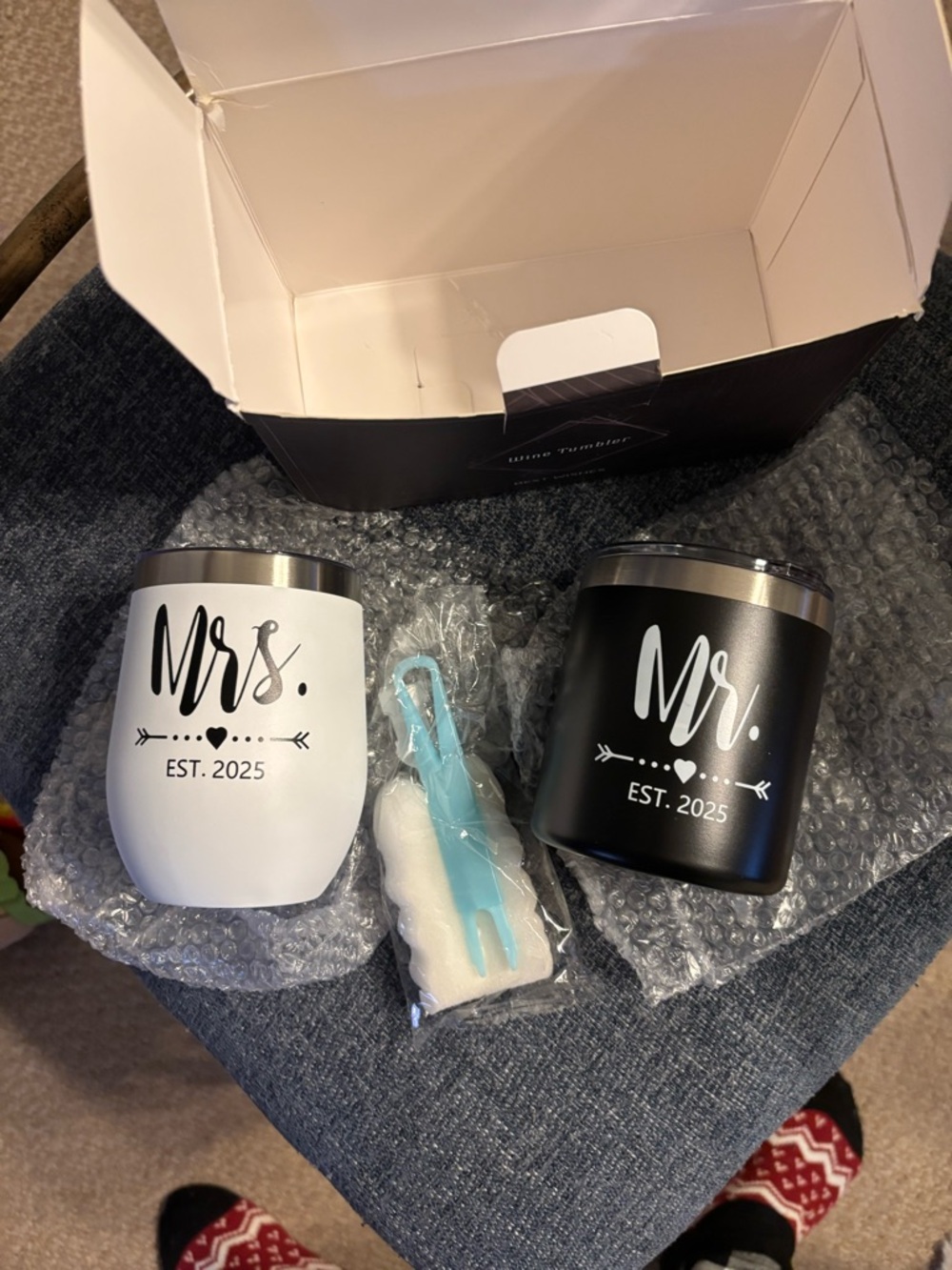 New Mr. 2025 and Mrs. 2025 Stainless Steel Insulated Tumblers - White & Black